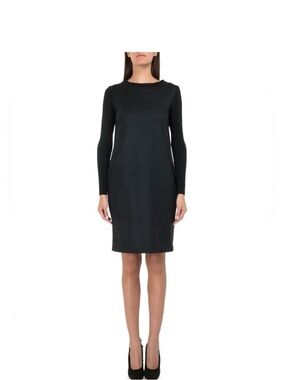 MaxMara Black Long-Sleeve Crewneck Sheath Dress